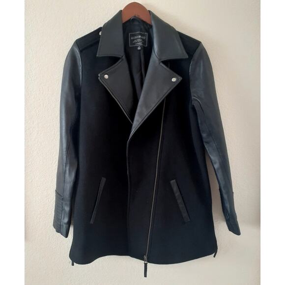 Lucky Brand Wool and Leather Mid Length Biker Jacket - Picture 11 of 11